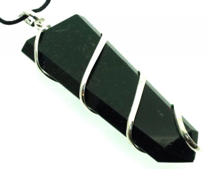Bloodstone Faceted Point Spiral Wire Wrapped Pendant