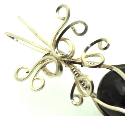 Dravite Brown Tourmaline Silver Filled Wire Wrapped Pendant 01