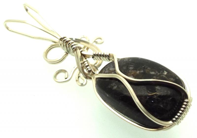 Dravite Brown Tourmaline Silver Filled Wire Wrapped Pendant 03