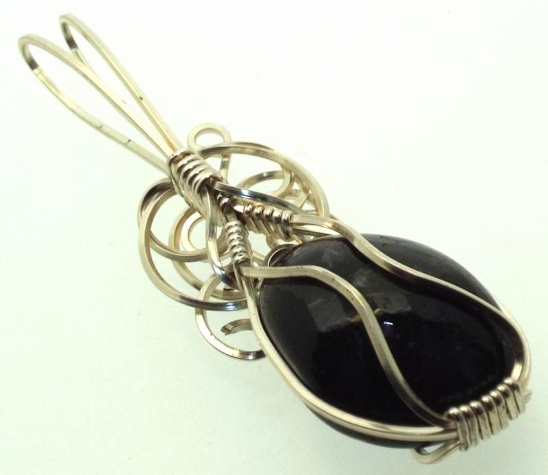 Dravite Brown Tourmaline Silver Filled Wire Wrapped Pendant 07