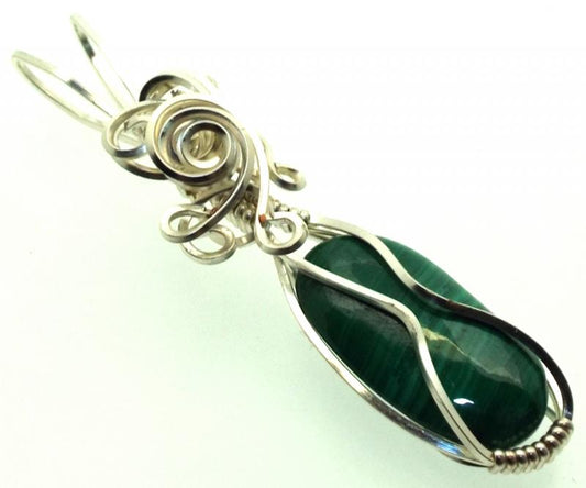 Malachite Silver Filled Wire Wrapped Pendant 05