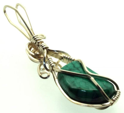 Malachite Silver Filled Wire Wrapped Pendant 07