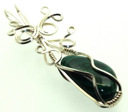 Malachite Silver Filled Wire Wrapped Pendant 08