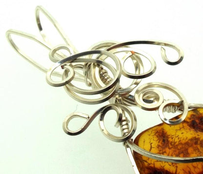 Baltic Amber Sterling Silver Wire Wrapped Pendant 02