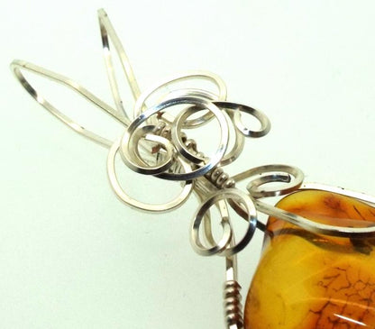 Baltic Amber Sterling Silver Wire Wrapped Pendant 03
