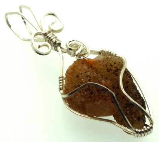 Cactus Quartz Silver Filled Wire Wrapped Pendant 01