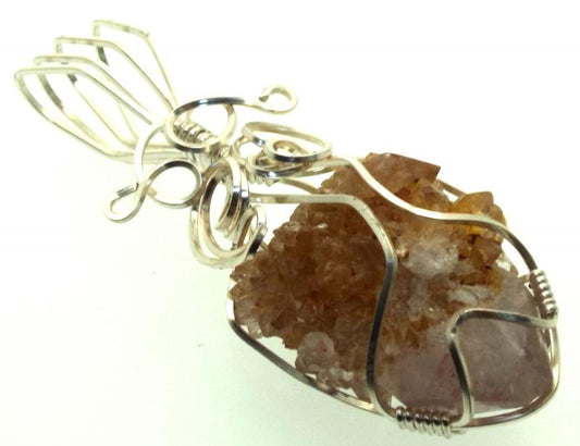Cactus Quartz Silver Filled Wire Wrapped Pendant 10