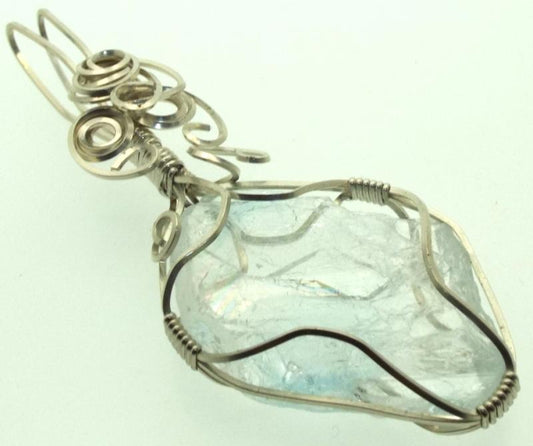 Blue Topaz Silver Filled Wire Wrapped Pendant 11