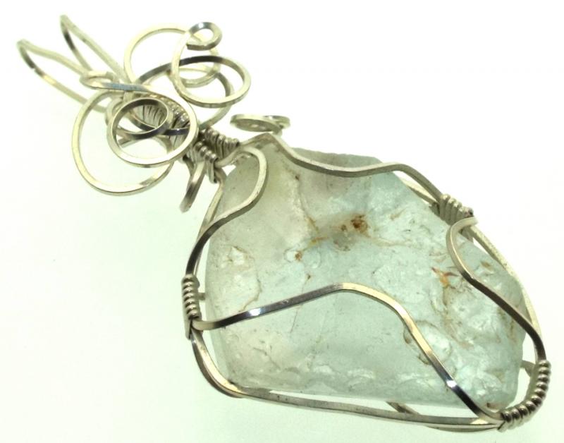 Blue Topaz Silver Filled Wire Wrapped Pendant 12