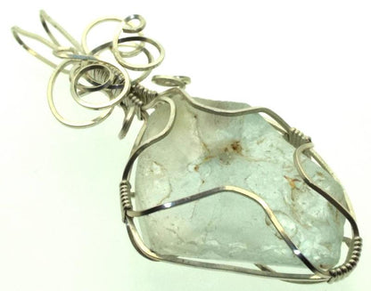 Blue Topaz Silver Filled Wire Wrapped Pendant 12