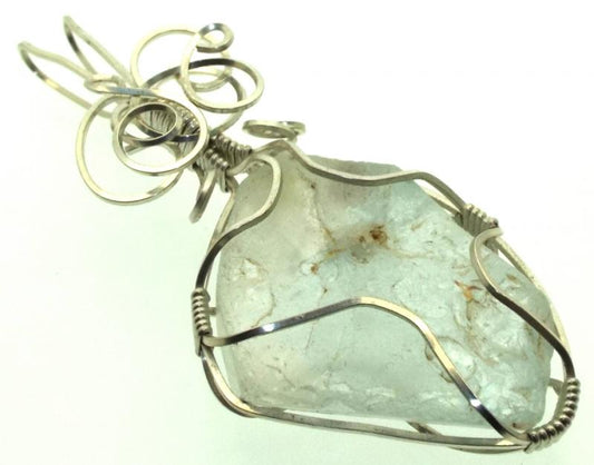 Blue Topaz Silver Filled Wire Wrapped Pendant 12