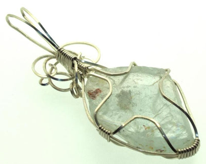Blue Topaz Silver Filled Wire Wrapped Pendant 12