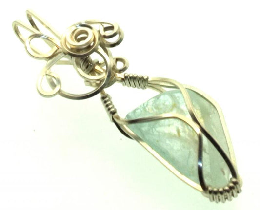 Blue Topaz Silver Filled Wire Wrapped Pendant 13