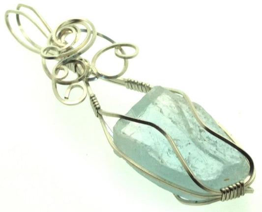 Blue Topaz Silver Filled Wire Wrapped Pendant 14