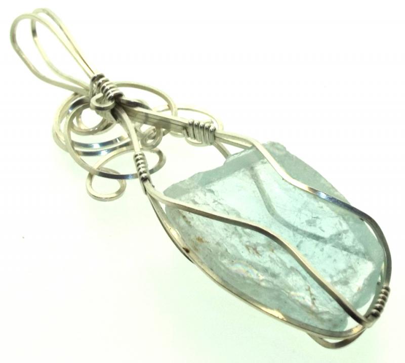 Blue Topaz Silver Filled Wire Wrapped Pendant 14
