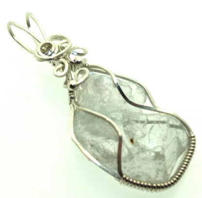 Celestite Gemstone Sterling Silver Wire Wrapped Pendant 01