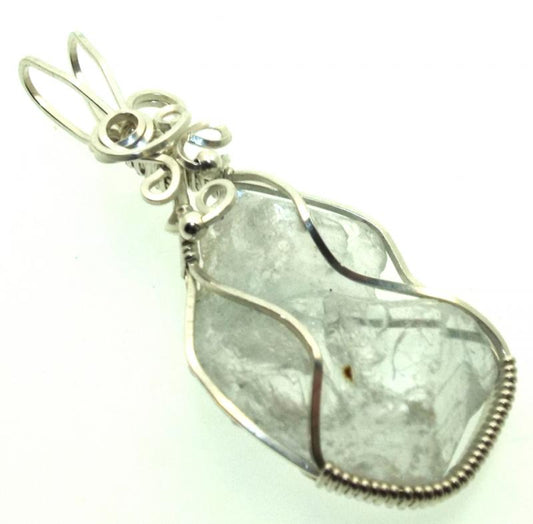 Celestite Gemstone Sterling Silver Wire Wrapped Pendant 01