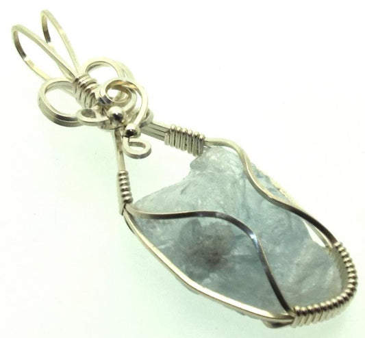 Celestite Gemstone Sterling Silver Wire Wrapped Pendant 03