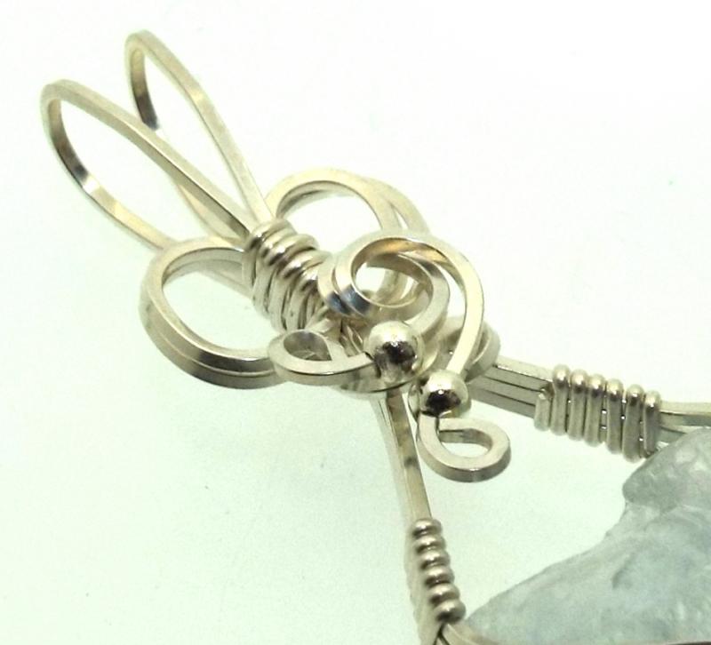 Celestite Gemstone Sterling Silver Wire Wrapped Pendant 03