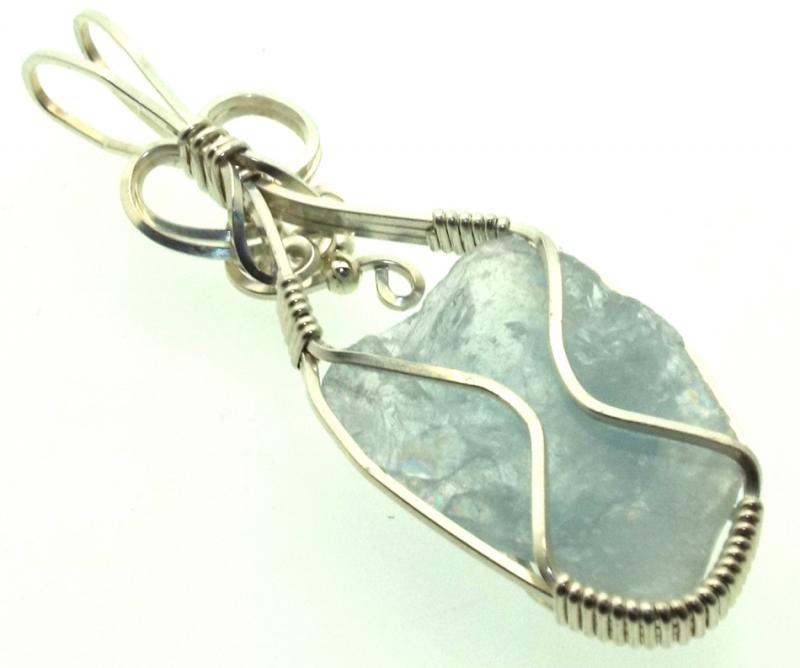 Celestite Gemstone Sterling Silver Wire Wrapped Pendant 03