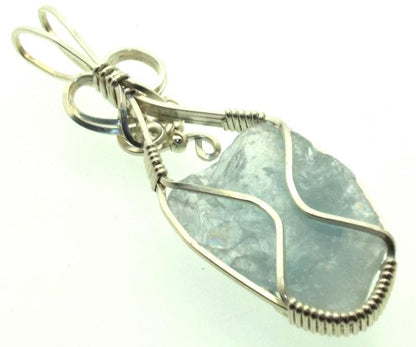 Celestite Gemstone Sterling Silver Wire Wrapped Pendant 03
