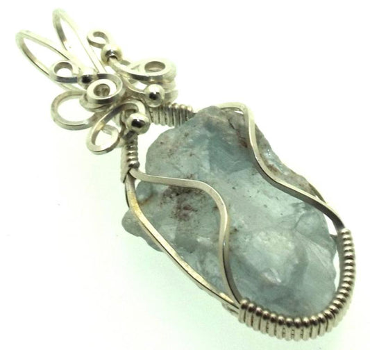 Celestite Gemstone Sterling Silver Wire Wrapped Pendant 04