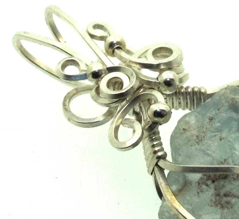 Celestite Gemstone Sterling Silver Wire Wrapped Pendant 04