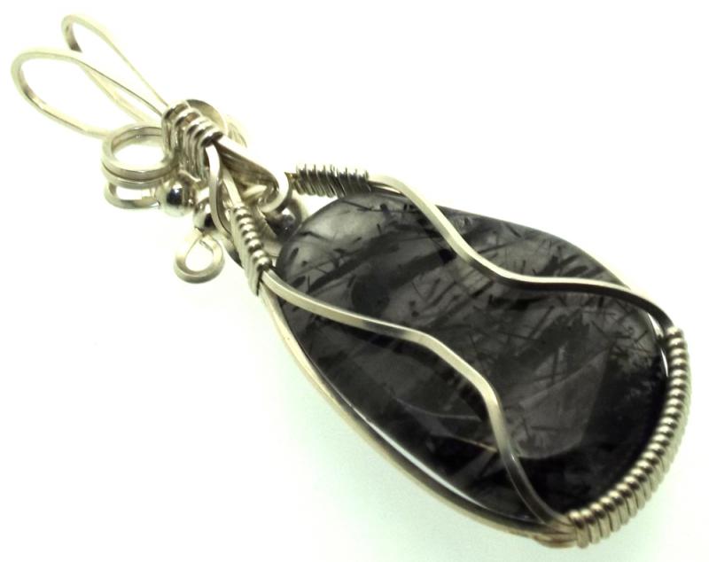 Tourmalated Quartz Sterling Silver Wire Wrapped Pendant 01