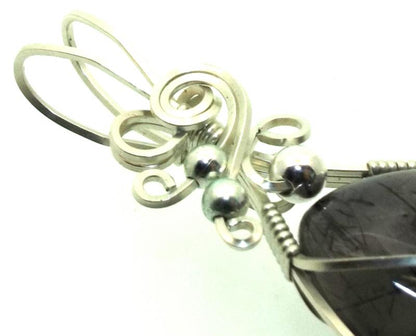 Tourmalated Quartz Sterling Silver Wire Wrapped Pendant 05