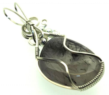 Tourmalated Quartz Sterling Silver Wire Wrapped Pendant 05
