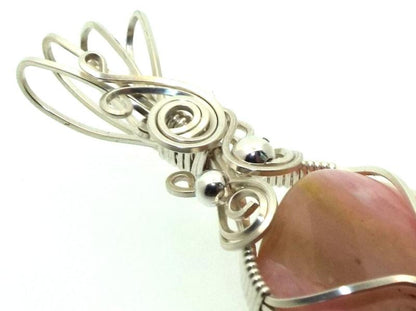 Pink Opal Sterling Silver Wire Wrapped Pendant 01