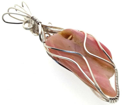 Pink Opal Sterling Silver Wire Wrapped Pendant 01