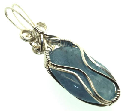 Aquamarine Sterling Silver Wire Wrapped Pendant 04