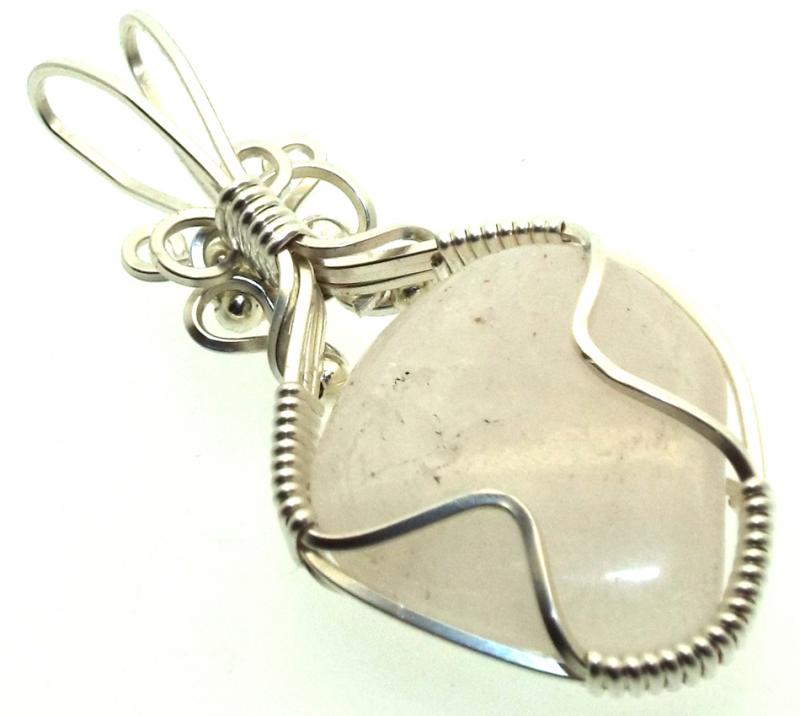 Petalite Gemstone Sterling Silver Wire Wrapped Pendant 03