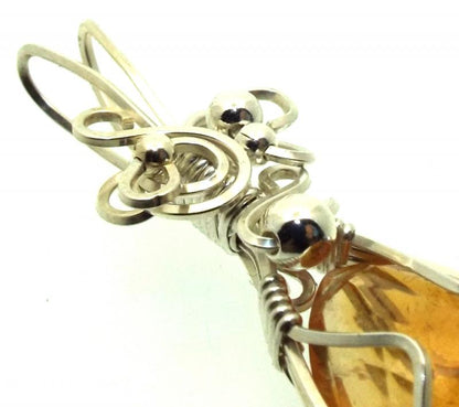 Brazilian Citrine Sterling Silver Wire Wrapped Pendant 01