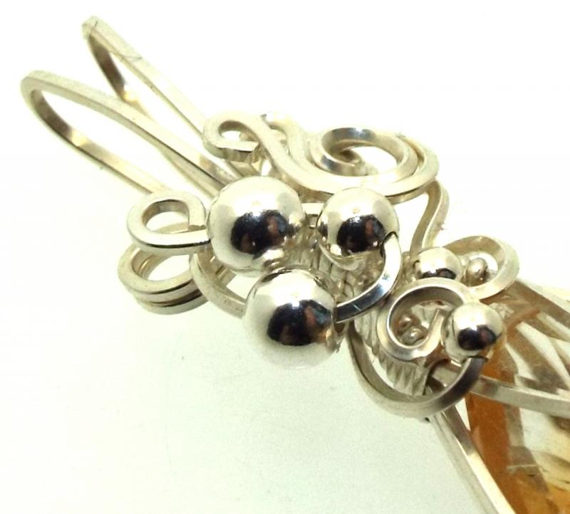 Brazilian Citrine Sterling Silver Wire Wrapped Pendant 02