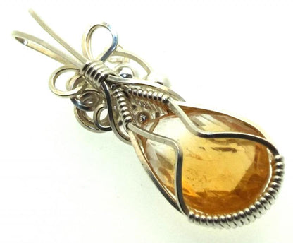 Brazilian Citrine Sterling Silver Wire Wrapped Pendant 02