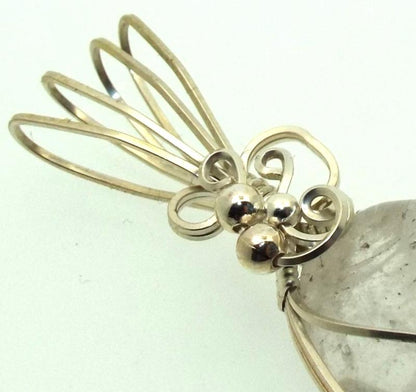 Pollucite Gemstone Sterling Silver Wire Wrapped Pendant 02