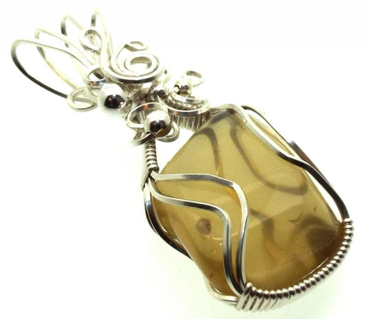 Whiskey Quartz Sterling Silver Wire Wrapped Pendant 02