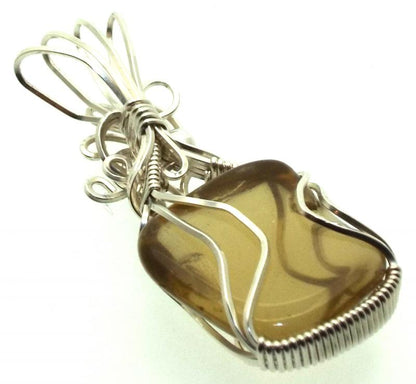 Whiskey Quartz Sterling Silver Wire Wrapped Pendant 02