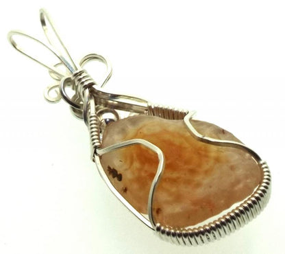 Mongolian Desert Gobi Agate Sterling Silver Wire Wrapped Pendant 02