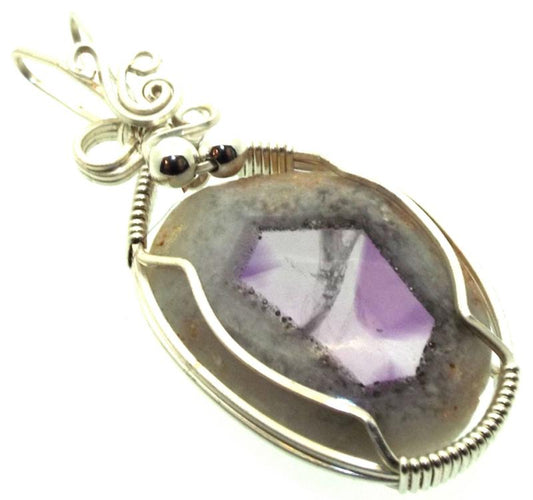 Tripache Star Amethyst Stalactite Sterling Silver Wire Wrapped Pendant 04