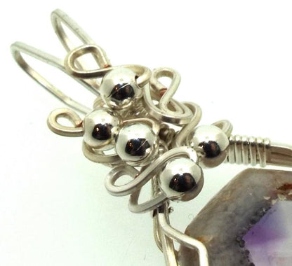 Tripache Star Amethyst Stalactite Sterling Silver Wire Wrapped Pendant 05