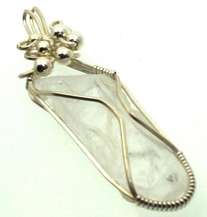 Lemurian Star Seed Lazer Quartz Sterling Silver Wire Wrapped Pendant 07