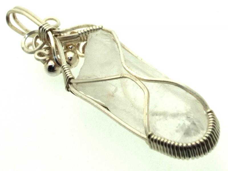 Lemurian Star Seed Lazer Quartz Sterling Silver Wire Wrapped Pendant 07