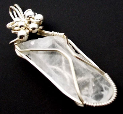 Lemurian Star Seed Lazer Quartz Sterling Silver Wire Wrapped Pendant 07