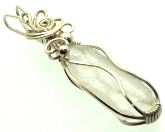 Lemurian Star Seed Lazer Quartz Sterling Silver Wire Wrapped Pendant 08