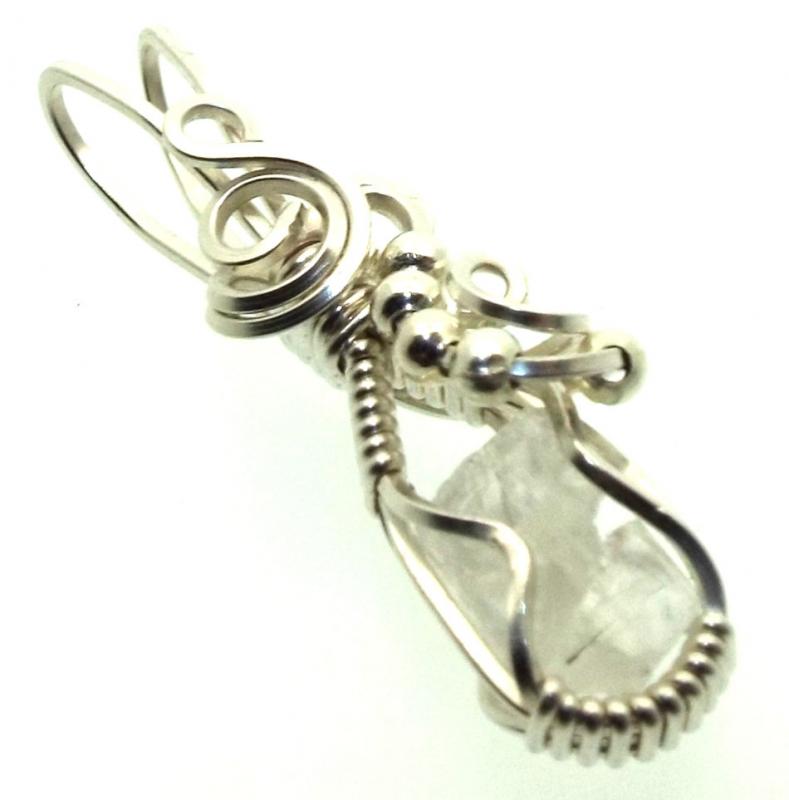 Phenacite Gemstone Sterling Silver Wire Wrapped Pendant 02