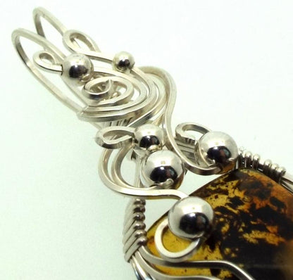 Baltic Amber Sterling Silver Wire Wrapped Pendant 05