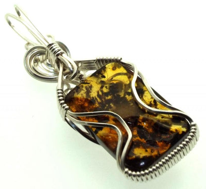 Baltic Amber Sterling Silver Wire Wrapped Pendant 05